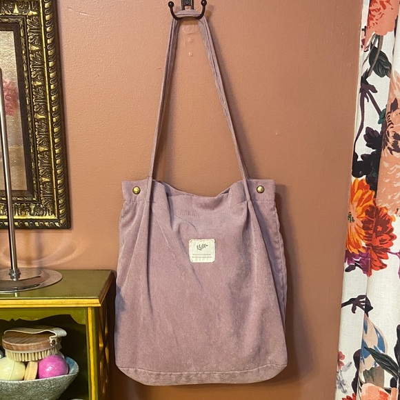 Source Unknown Handbags - Mauve Corduroy Canvas Tote Bag Purse Handbag 14x14.5x4 GUC
